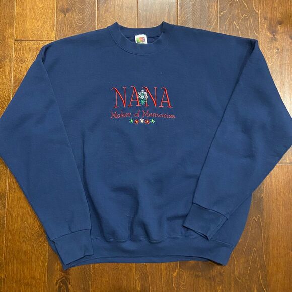 Fruit Of The Loom Vintage Crewneck Sweatshirt Nana Grandma Navy Blue Womens XXL - Picture 3 of 8